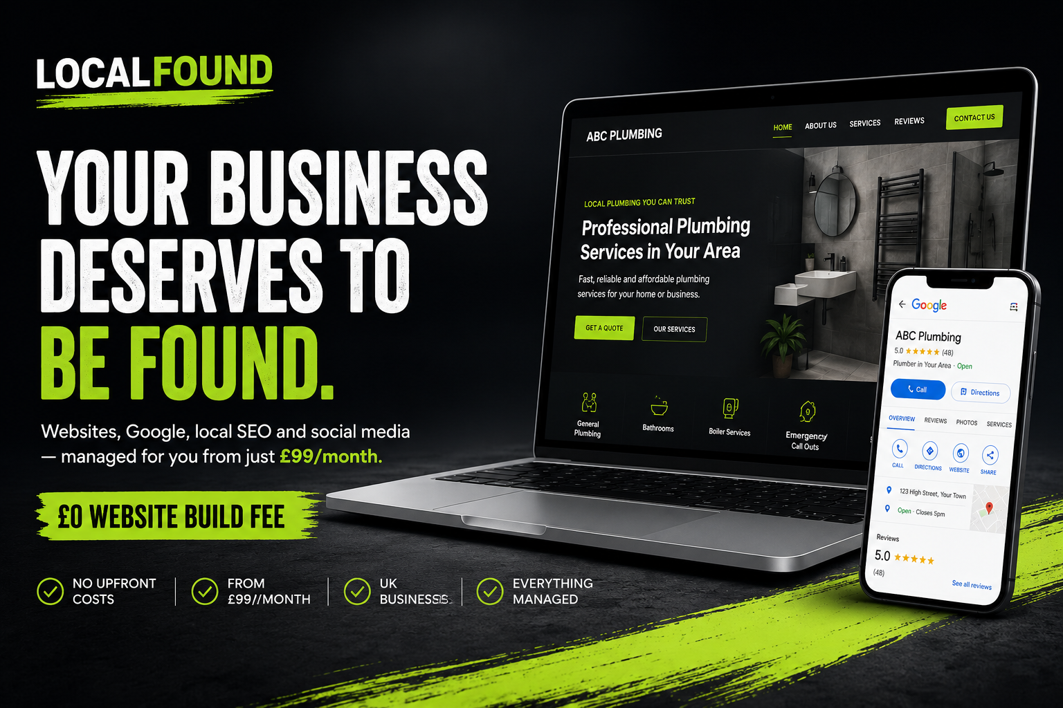 LocalFound website design, Google Business Profile and local SEO services for UK small businesses